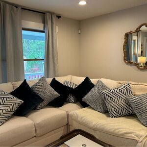 Navy & beige Accent Pillows. Brand new, never used.  Price is for all
